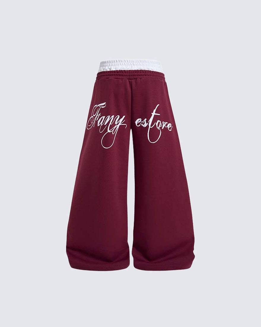 GRYFT Retro Letter Print Wide Leg Pants