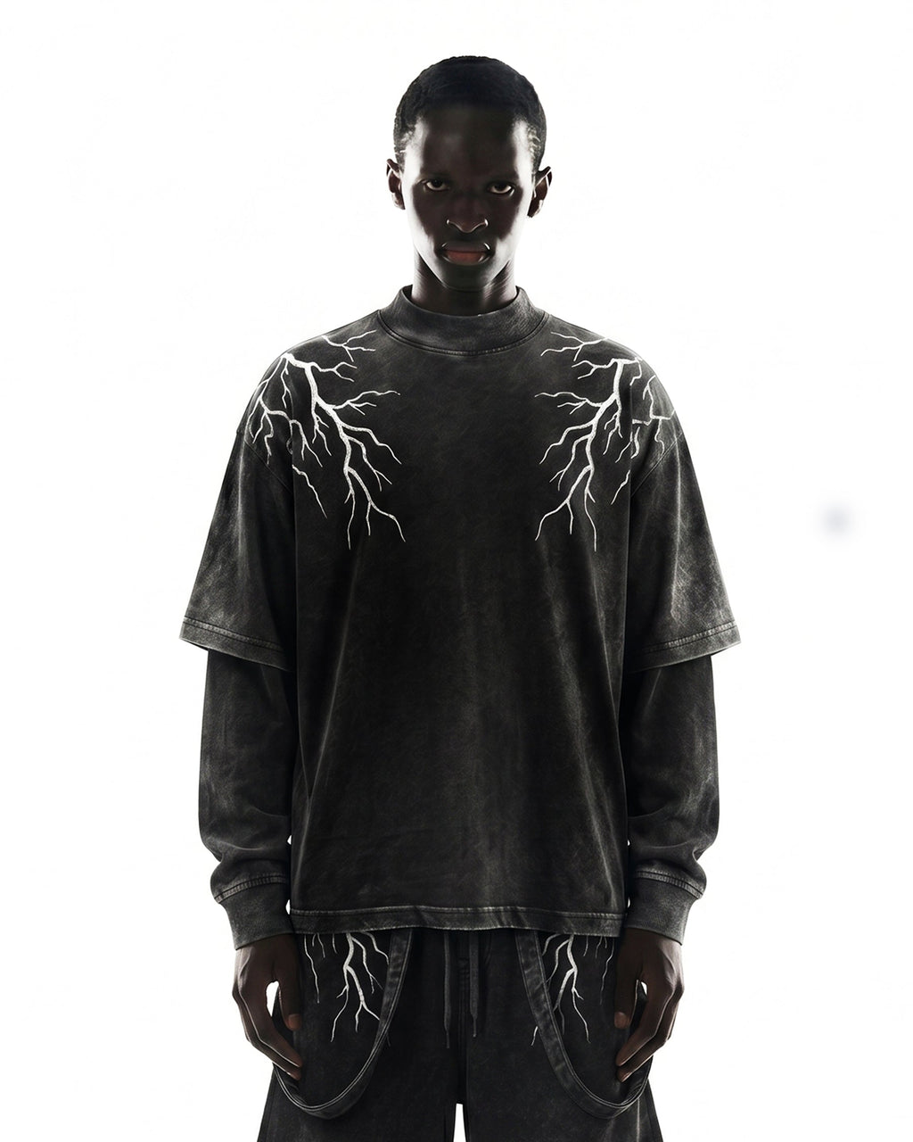LIGHTNING Series | Washed Layered Long Sleeve T-Shirt