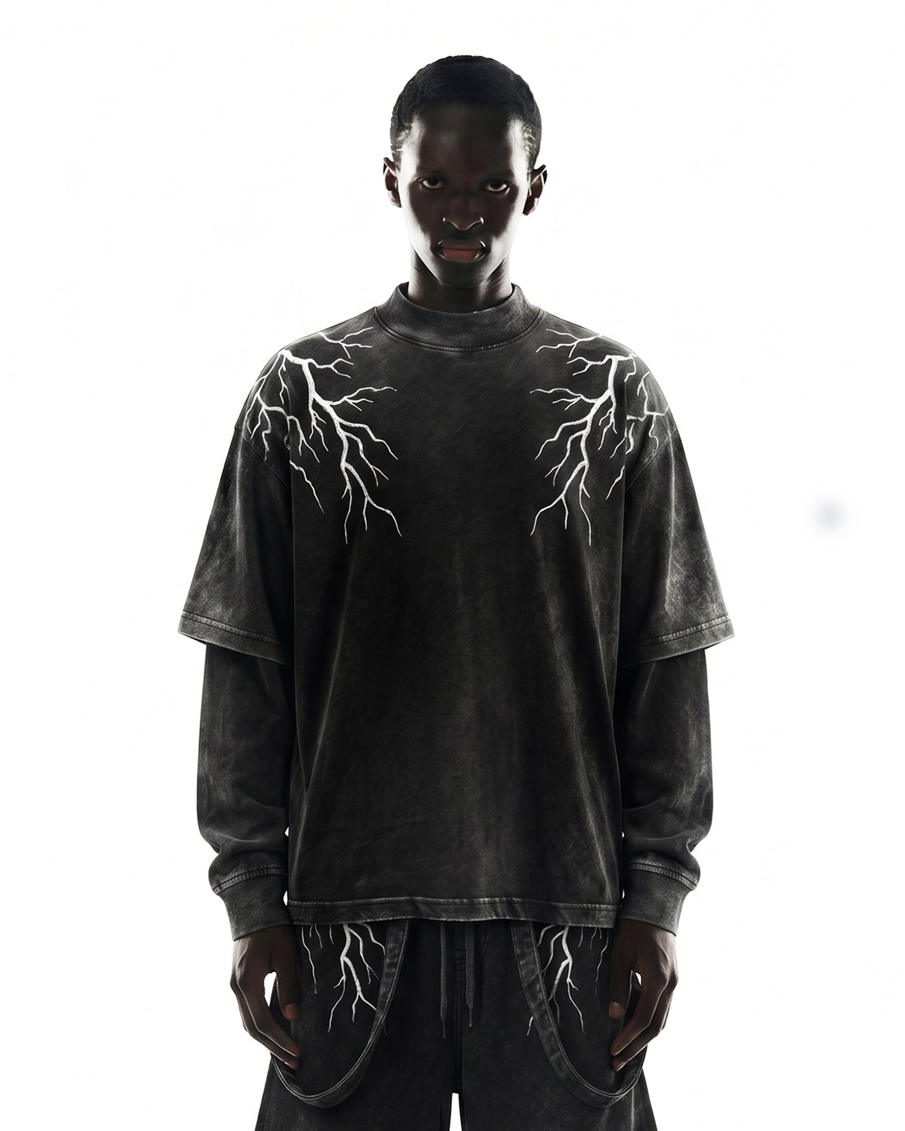 LIGHTNING Series | Washed Layered Long Sleeve T-Shirt