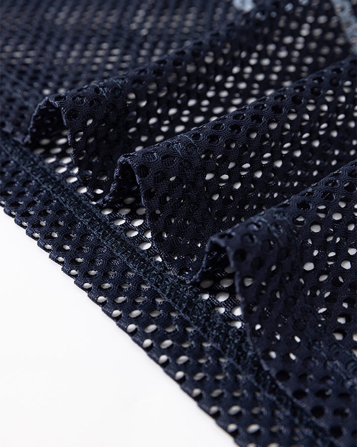 Black Mesh Number Print V-Neck T-Shirt