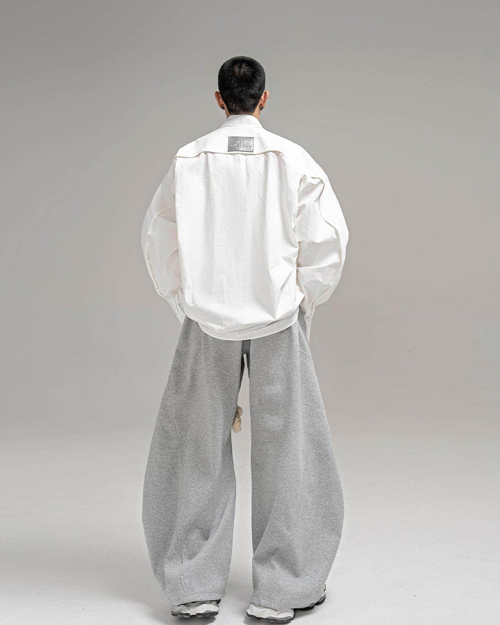 New Casual Relaxed Curved Wide-Leg Pants