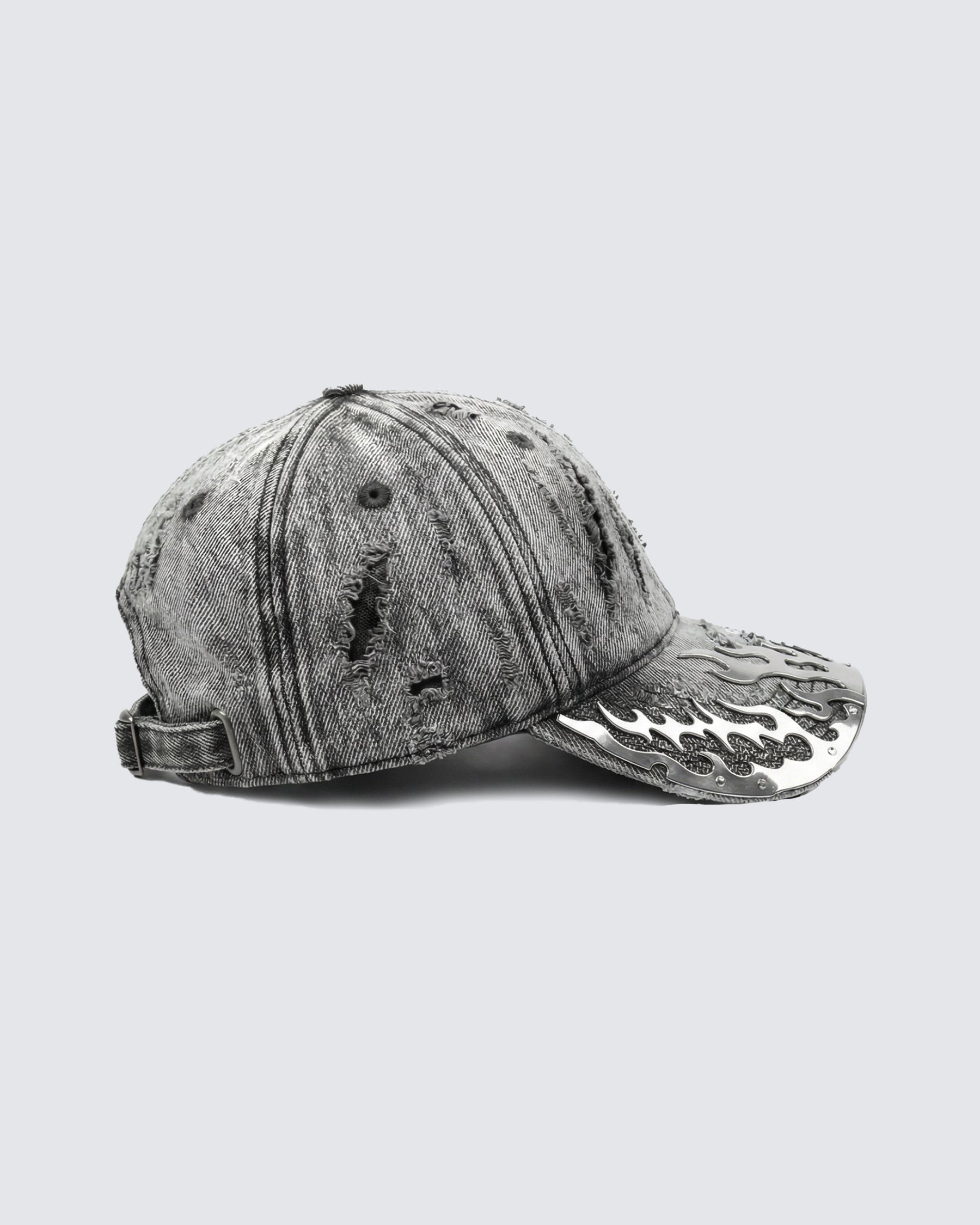 GRYFT-Post-Apocalyptic Flame Metal Denim Cap