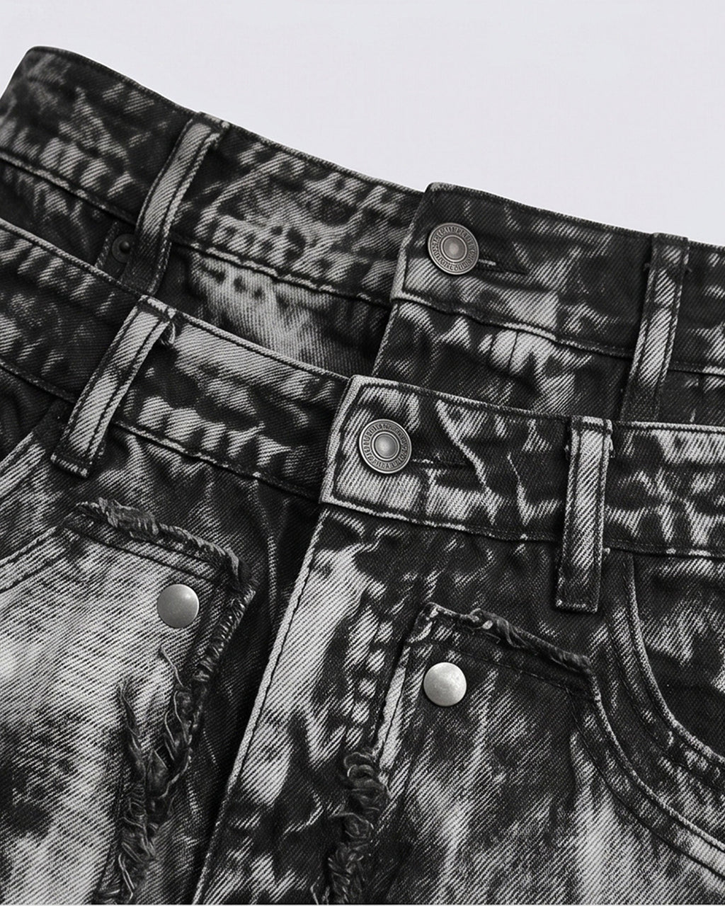 New Raw Hem Ripped Black Jean Shorts