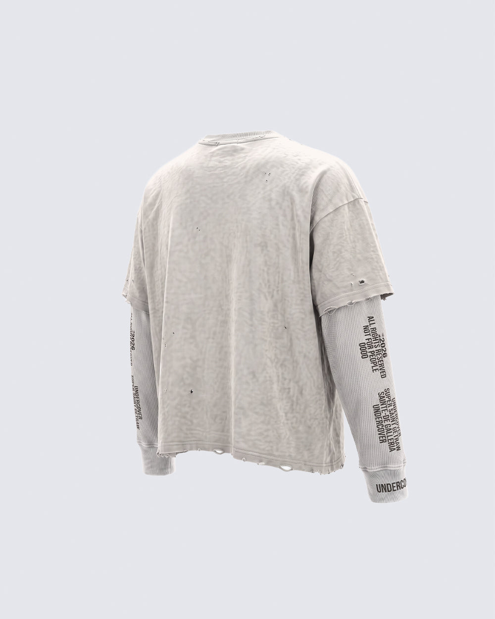 GRYFT Grunge Distressed Typography Layered Long-Sleeve T-Shirt