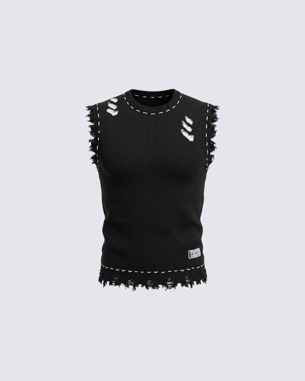Distressed Trim Hollow Out Knit Tank Top
