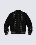 GRYFT Vintage Dark Palace Braided Silver‑Button Bomber Jacket