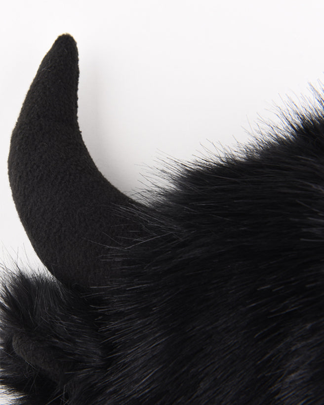 Black Horn Faux Fur Trapper Hat