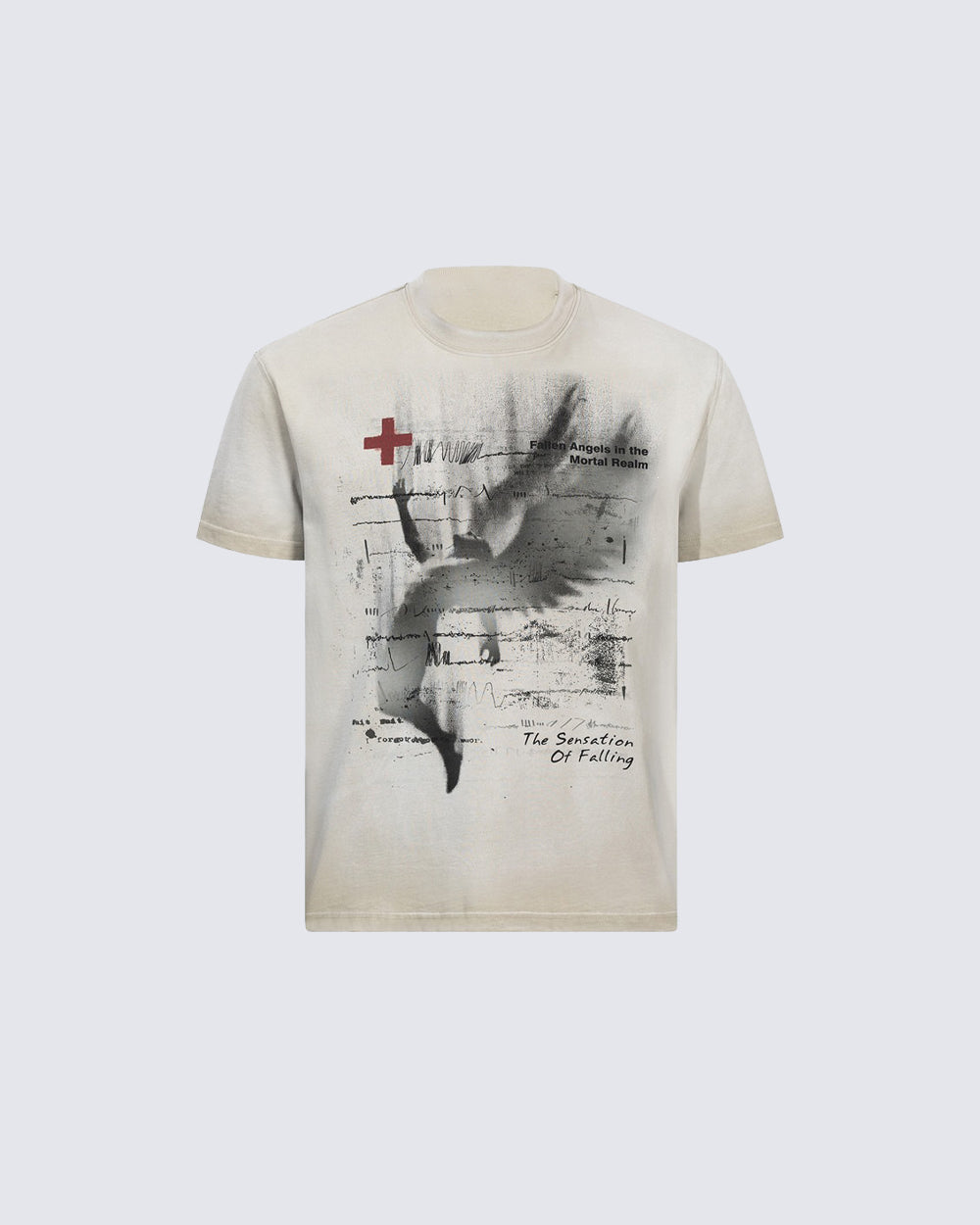 GRYFT Dark Distressed Angel Wing Print T-Shirt