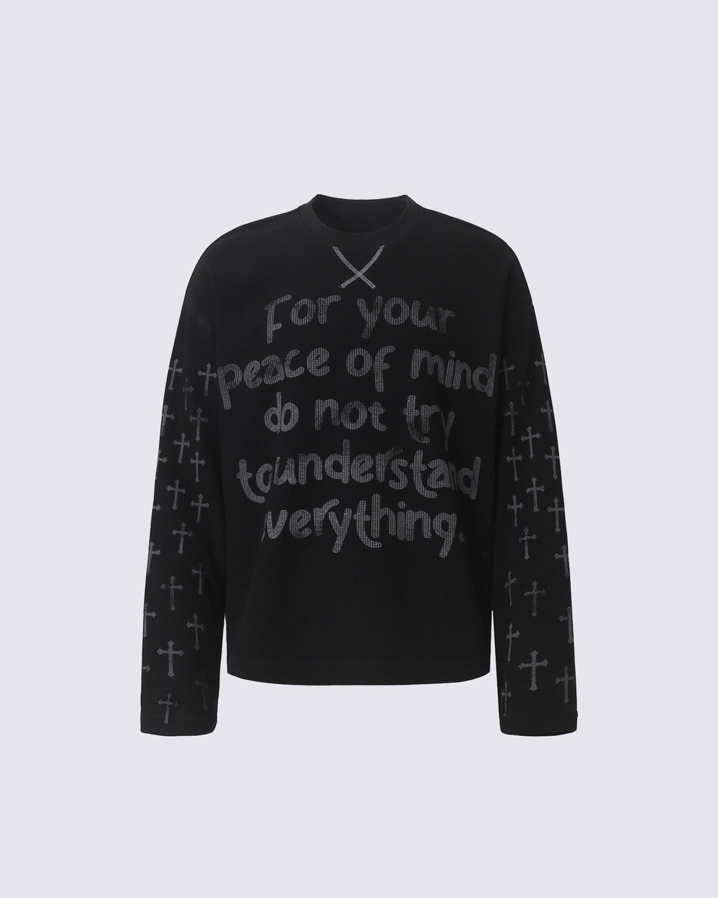 GRYFT Vintage Letter-Print Long-Sleeve T-Shirt