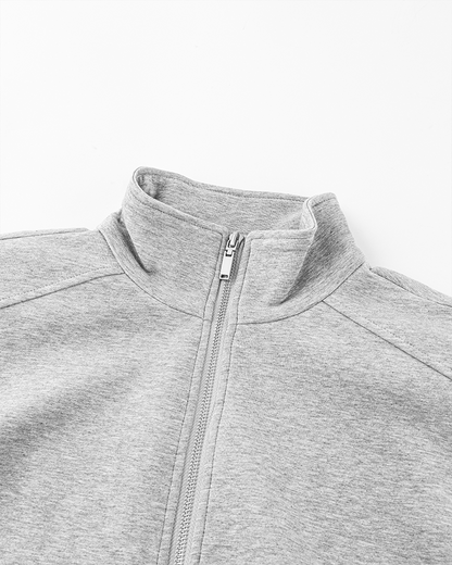 Loose-Fit Zip-Up Sweatshirt with White Piping
