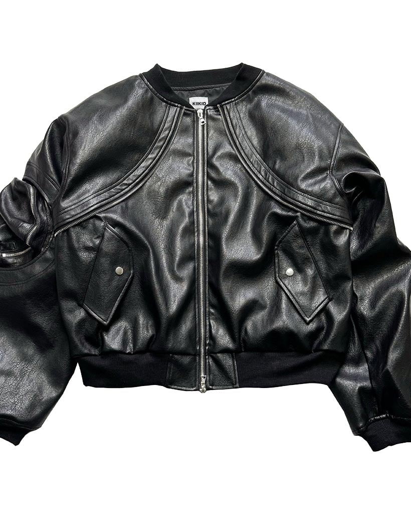 GRYFT Sleek Leather Flight Cotton Jacket