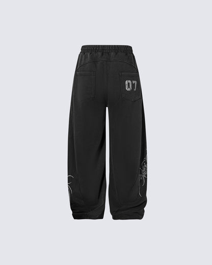 Graphic Wide-Leg Street Pants