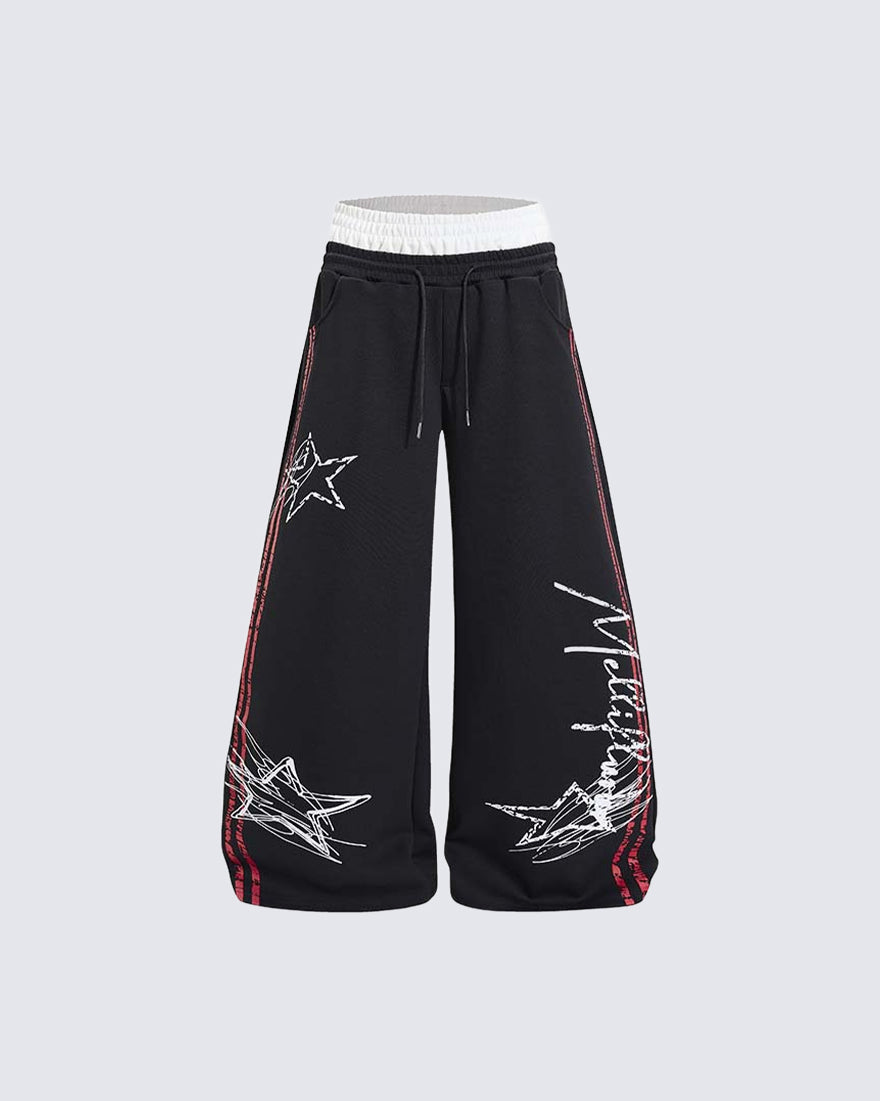GRYFT Y2K Star Graphic Wide Leg Pants