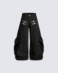 GRYFT Gothic Buckle Draped Wide Leg Pants