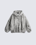 Distressed Patchwork Washed Zip Jacket