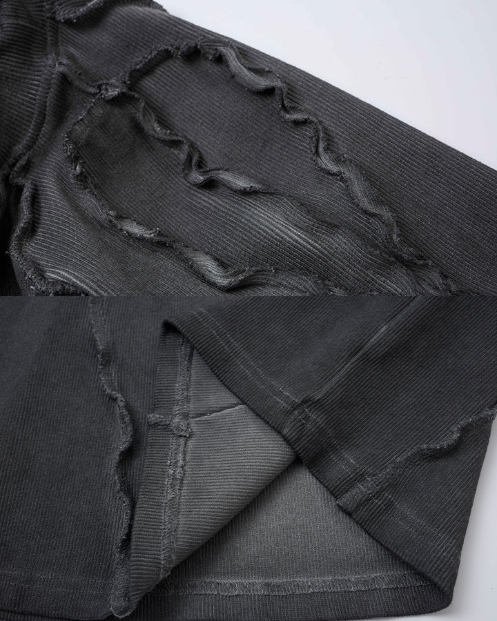 Dark Washed Deconstructed Seam Short Sleeve T-Shirt