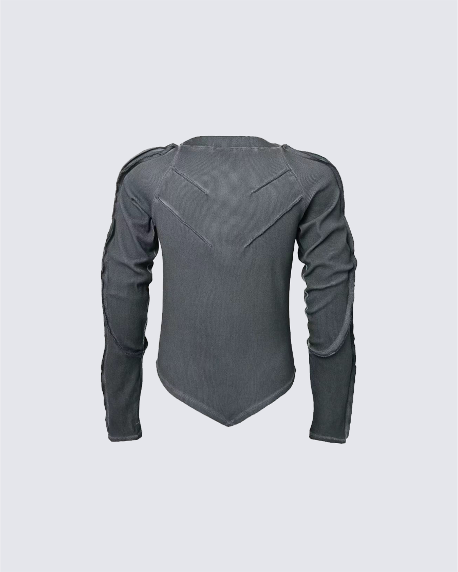 American Vintage Washed Distressed Moto Mecha Sweatshirt