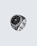 Men’s Compass Star Signet Ring – Retro Gothic Ring in Silver, Gold, or Dual-Tone