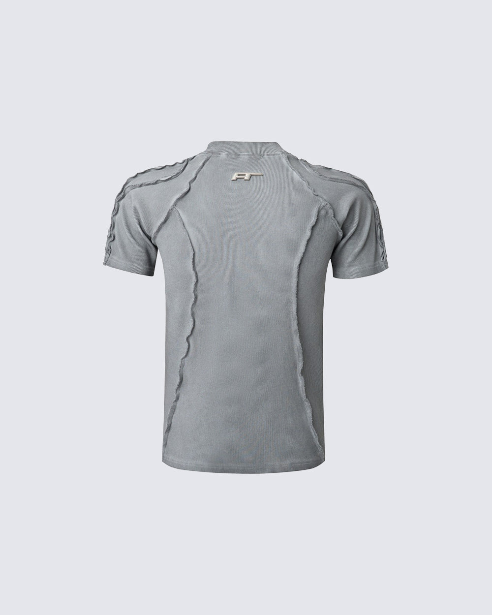 Dark Washed Deconstructed Seam Short Sleeve T-Shirt