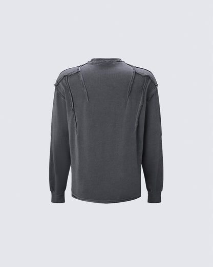 GRYFT Grunge Washed Patchwork Sweater