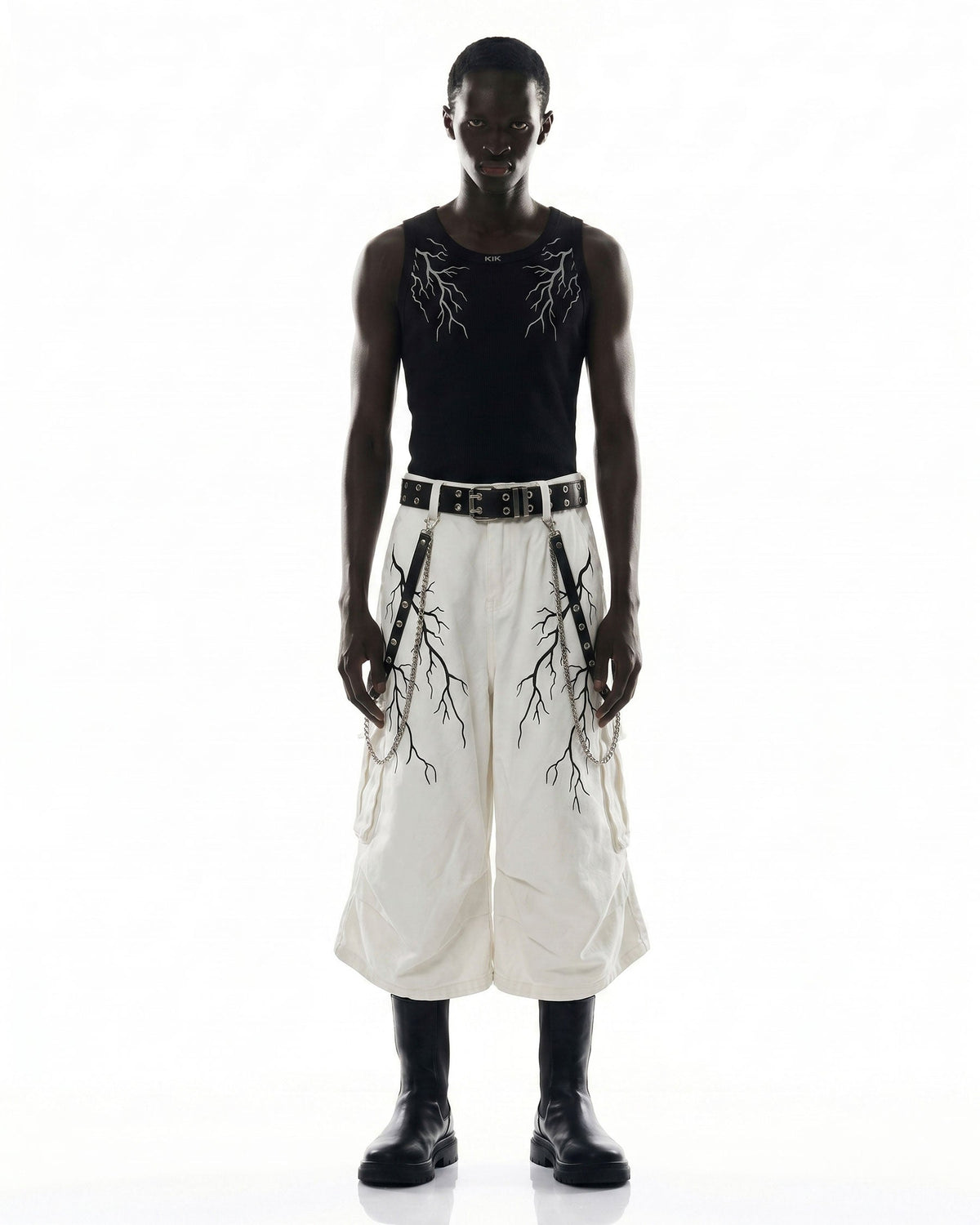 LIGHTNING Series | Gothic Chain Strap Utility Shorts