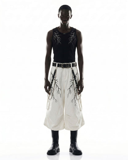 LIGHTNING Series | Gothic Chain Strap Utility Shorts