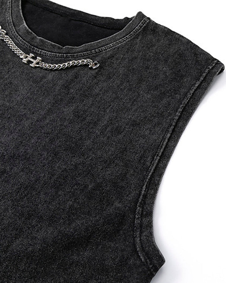 Distressed Hip-Hop Sleeveless Tank