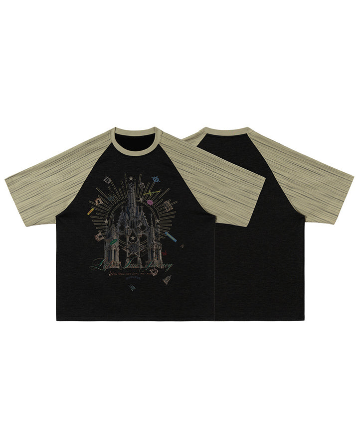 GRYFT Gothic Cathedral Graphic Raglan Short-Sleeve T-Shirt