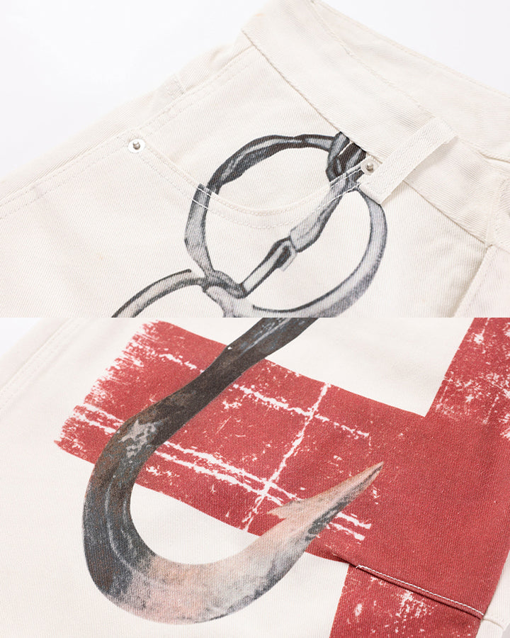 American Vintage Red Cross Chain Balloon Jeans New