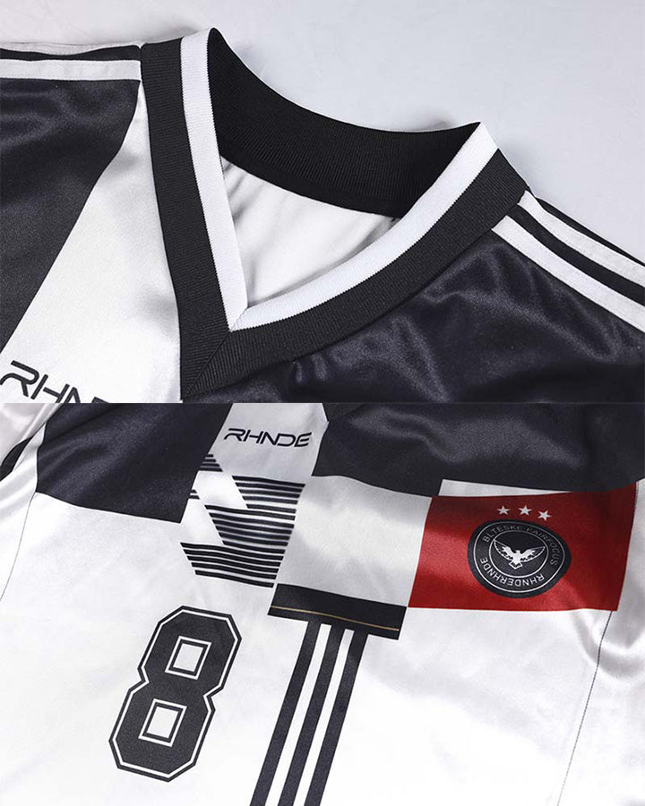 Black White Varsity Number Soccer Jersey Tee