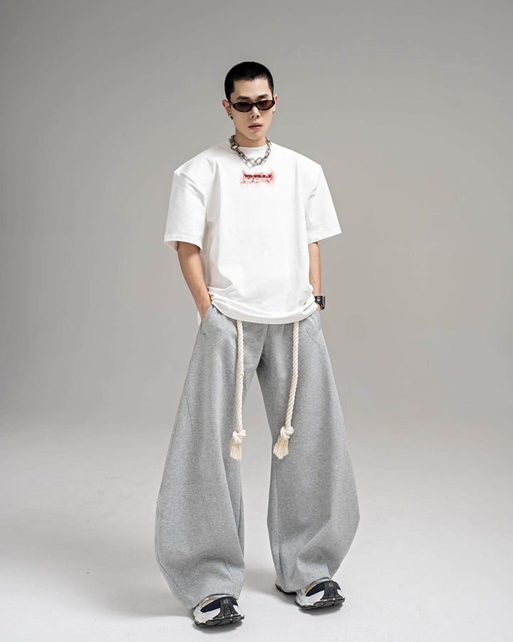 New Casual Relaxed Curved Wide-Leg Pants