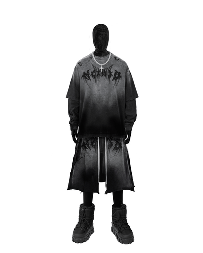 GRYFT Gothic Logo Distressed Oversized T-Shirt