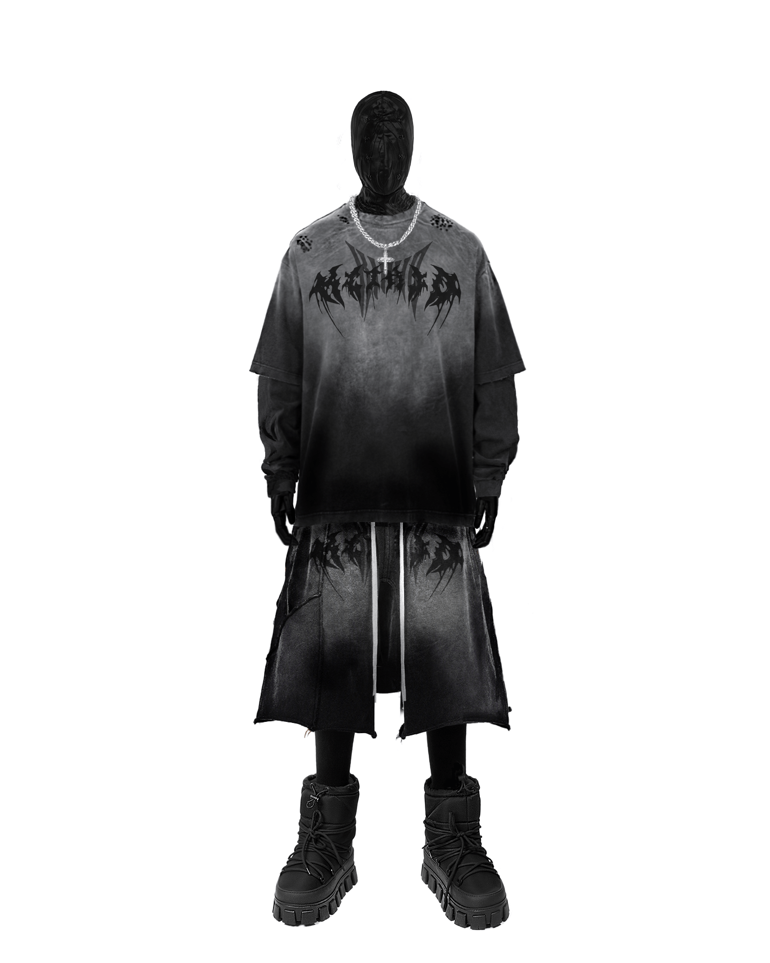 GRYFT Gothic Logo Distressed Oversized T-Shirt