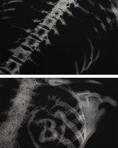 GRYFT Skull Print Waffle Long Sleeve T-Shirt