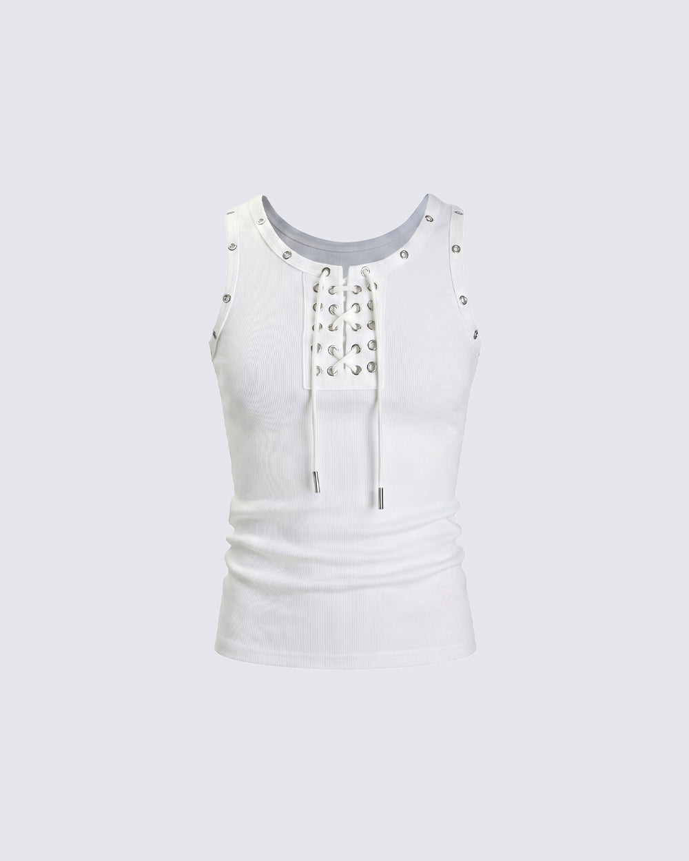 American Punk Lace-Up Rivet Tank Top New