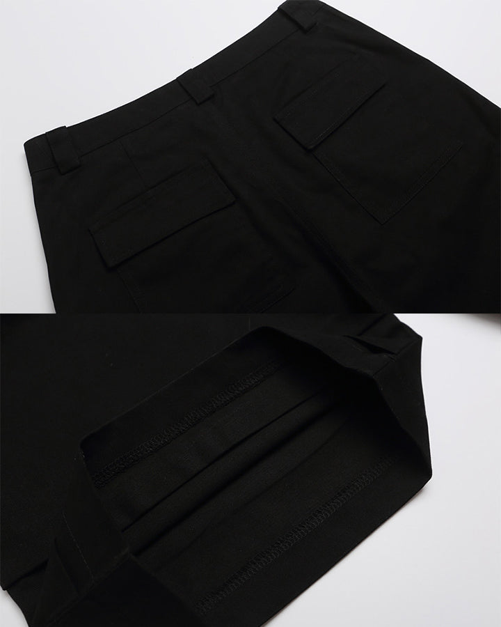 Gothic Rivet Zipper Layered New Wide Shorts