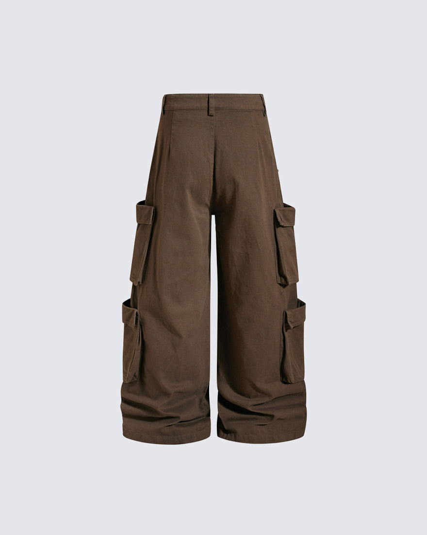 GRYFT Street Studded Graphic Multi-Pocket Wide-Leg Pants