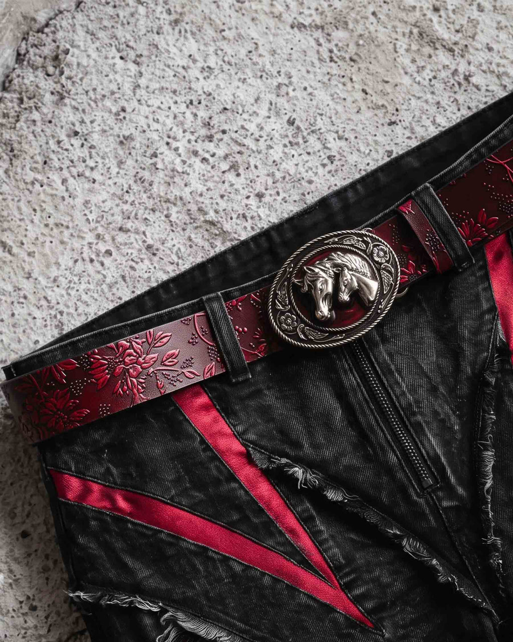 GRYFT RED RUST Series | Gothic Embossed Leather Belt