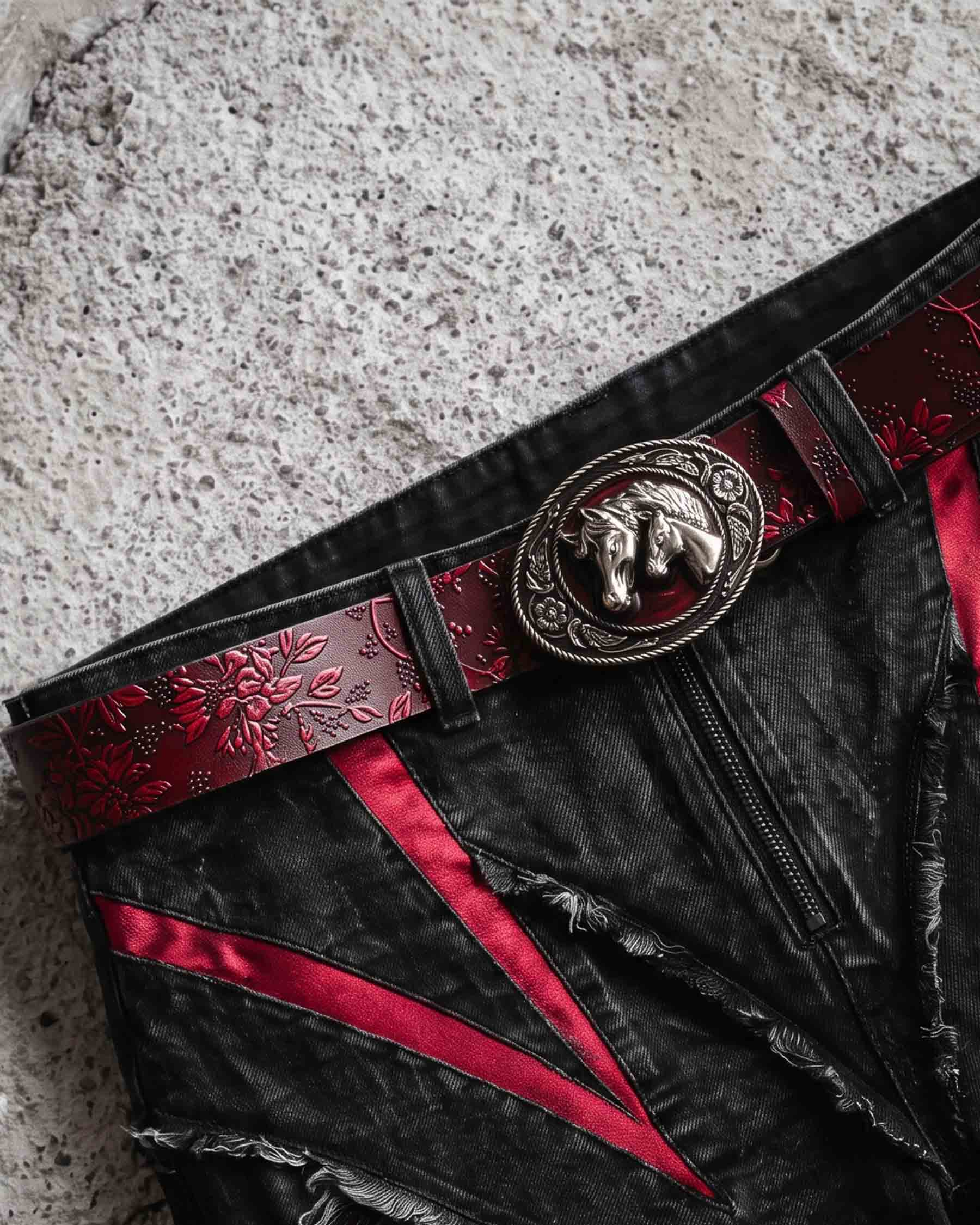 GRYFT RED RUST Series | Gothic Embossed Leather Belt