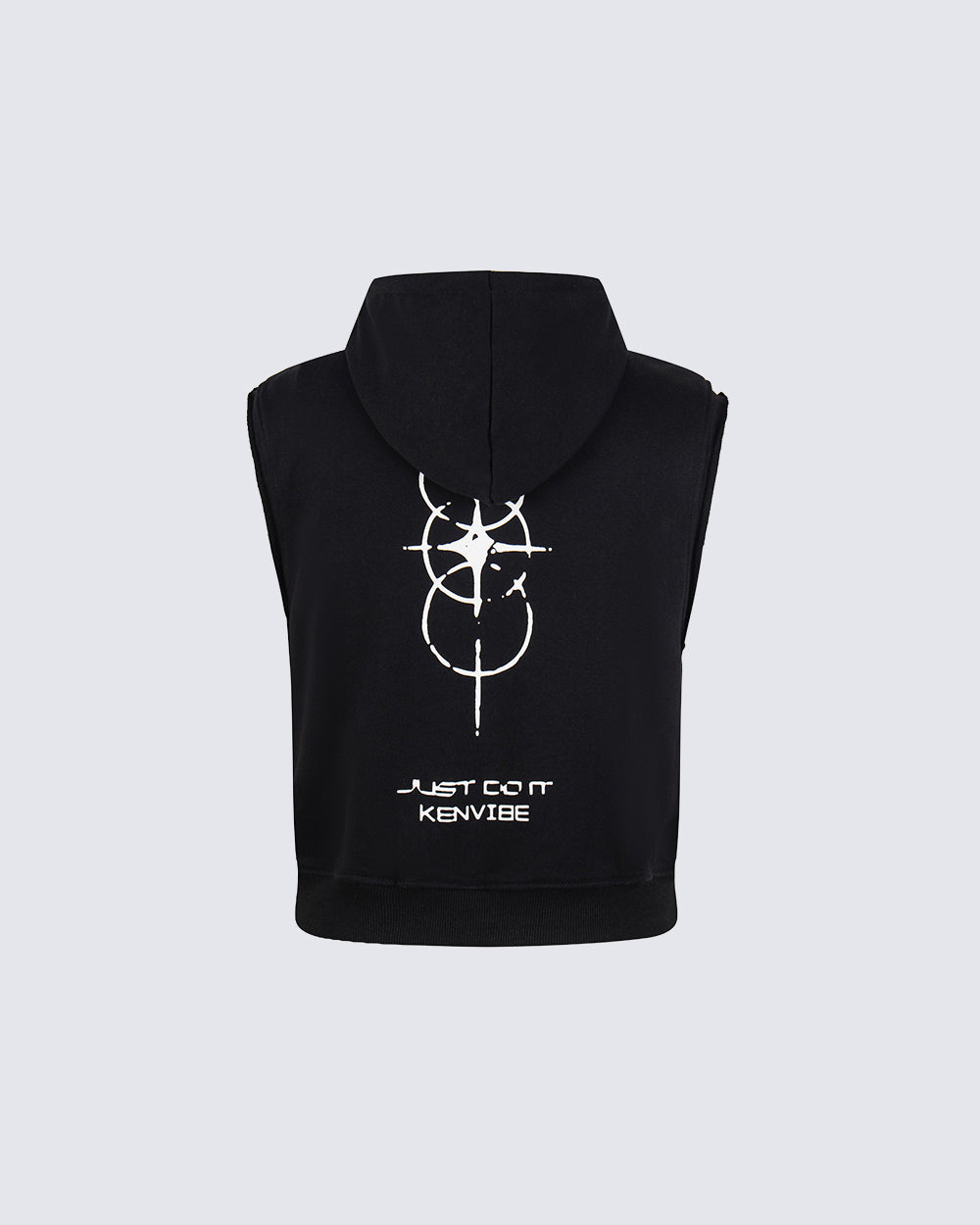 GRYFT Vintage Washed Embroidered Sleeveless Zip Hoodie