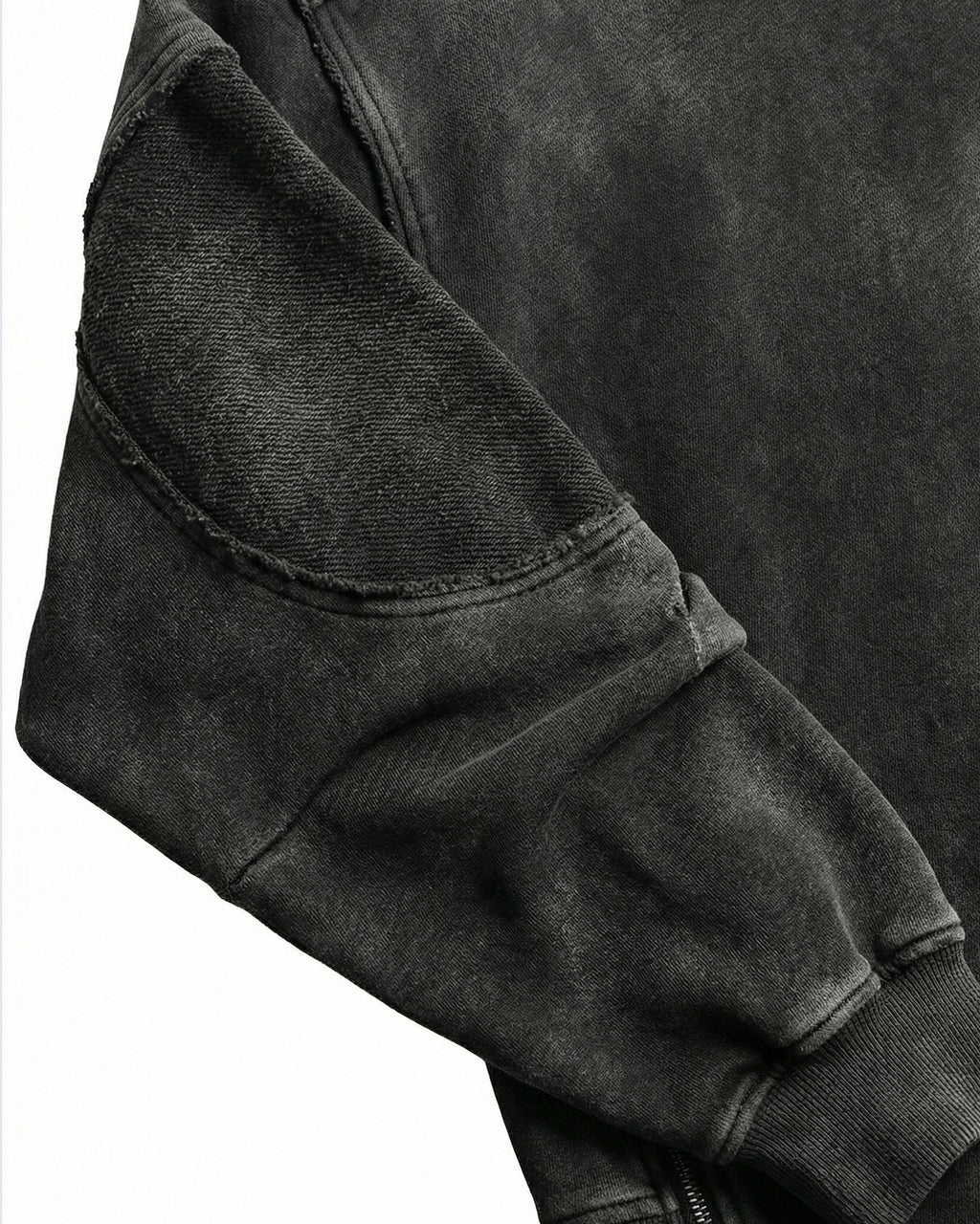LOW SATURATION-Washed Zip Detail Cropped Sweatshirt