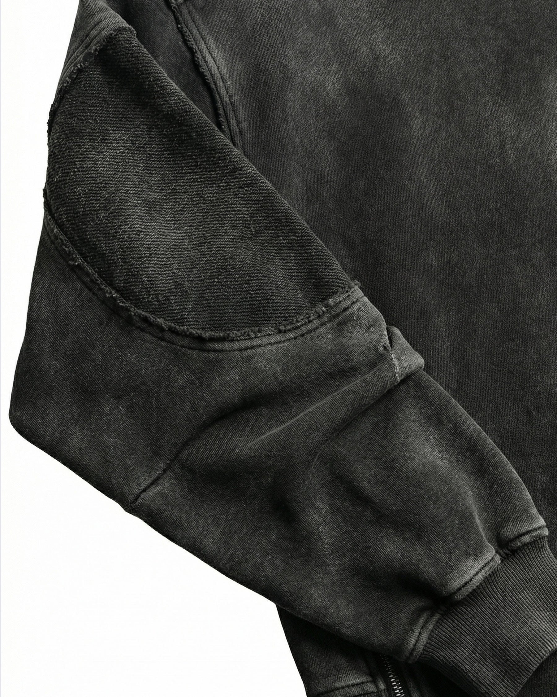 LOW SATURATION-Washed Zip Detail Cropped Sweatshirt