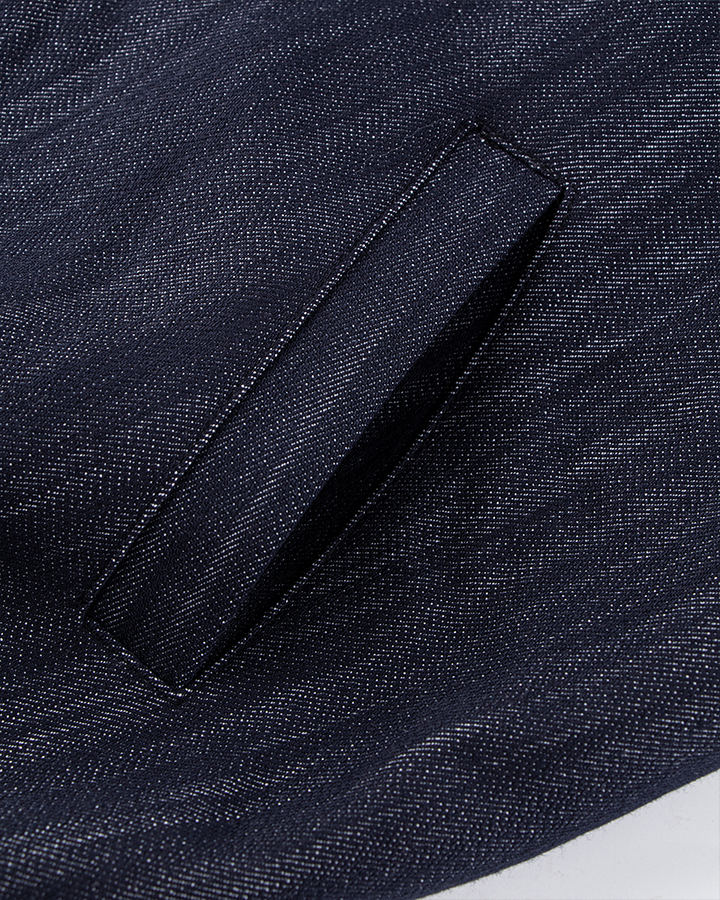 Denim Stand Collar Zip-Up Jacket
