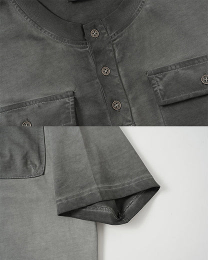 Utility Vintage Washed Double Pocket Henley Tee