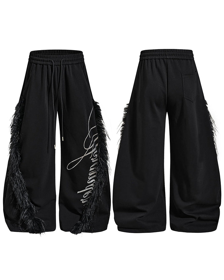 GRYFT Gothic Fringe Embroidered Wide Leg Pants