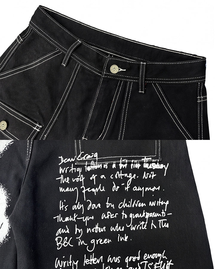 New Gothic Angel Wing Graffiti Wide Leg Jeans
