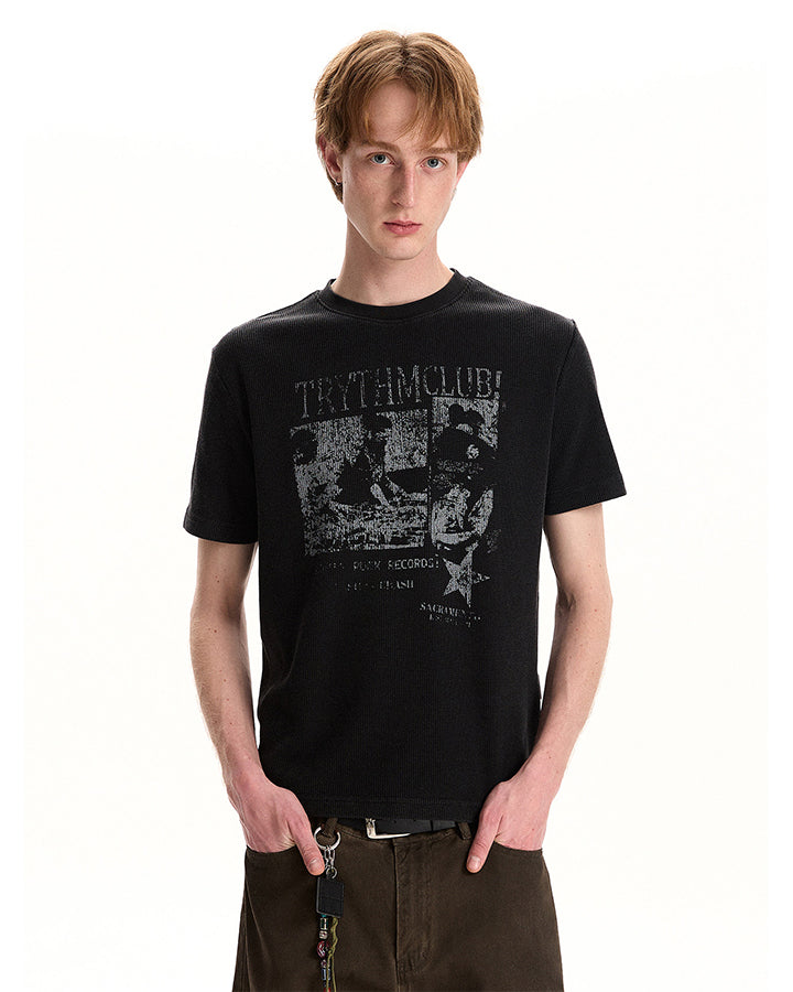 Waffle New Texture Vintage Washed Short T-Shirt