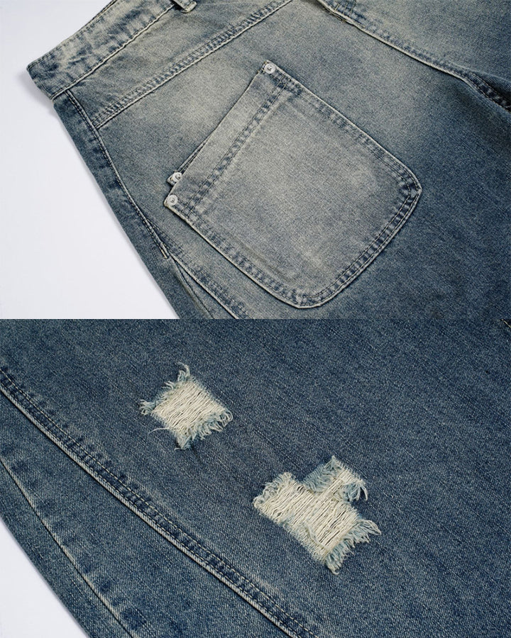 High Street Distressed Oversized Dragging Dad Denim Pants