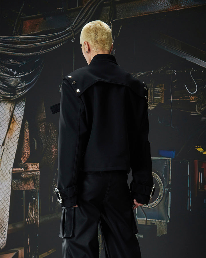Gothic Buckle Strap Cropped Jacket
