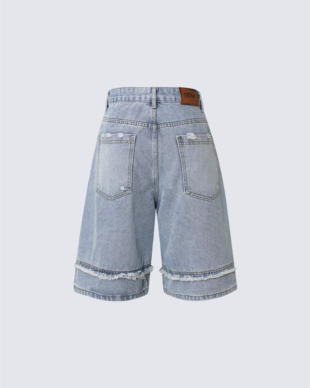 GRYFT Vintage Raw-Edge Straight Denim Shorts